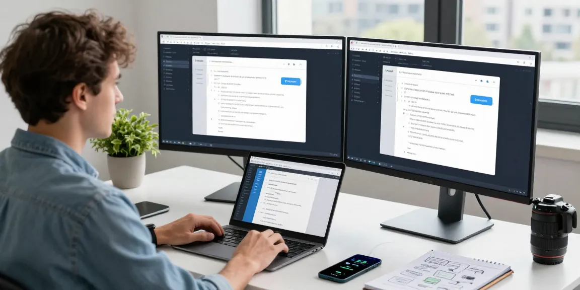 Developer engaged with Telegram Web Version in a modern workspace, showcasing productivity and software innovation.