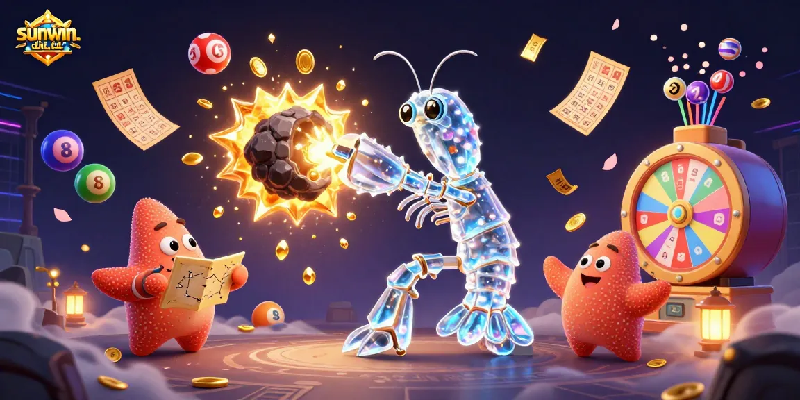 This stunning illustration showcases sunwin chính thức in a dynamic casino environment with vibrant game elements and a galactic character theme.