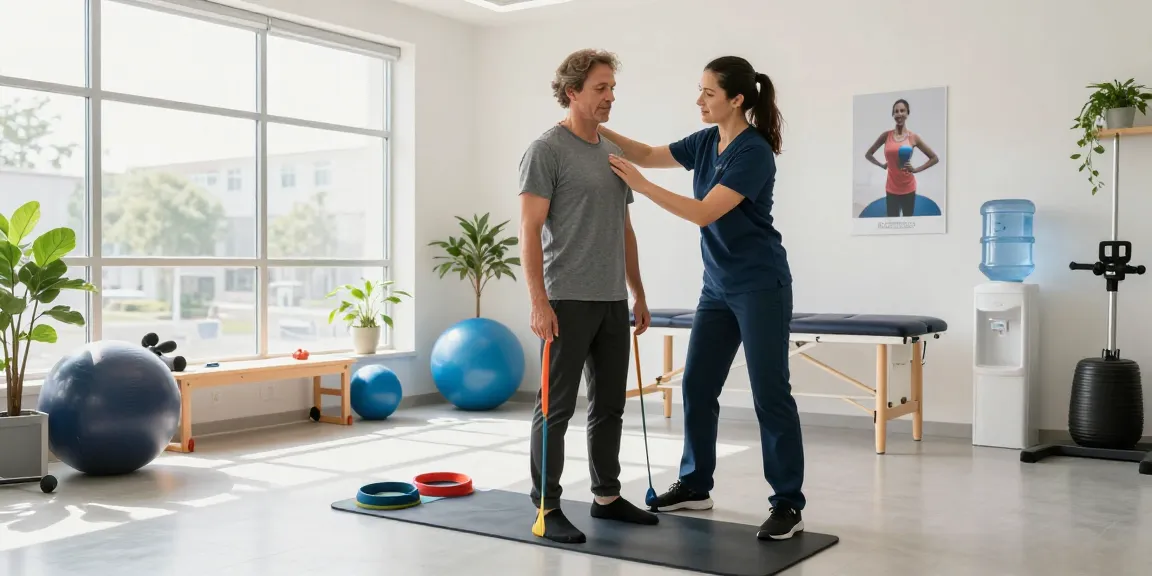 Best physiotherapist burlington helping a patient in a bright and modern clinic.